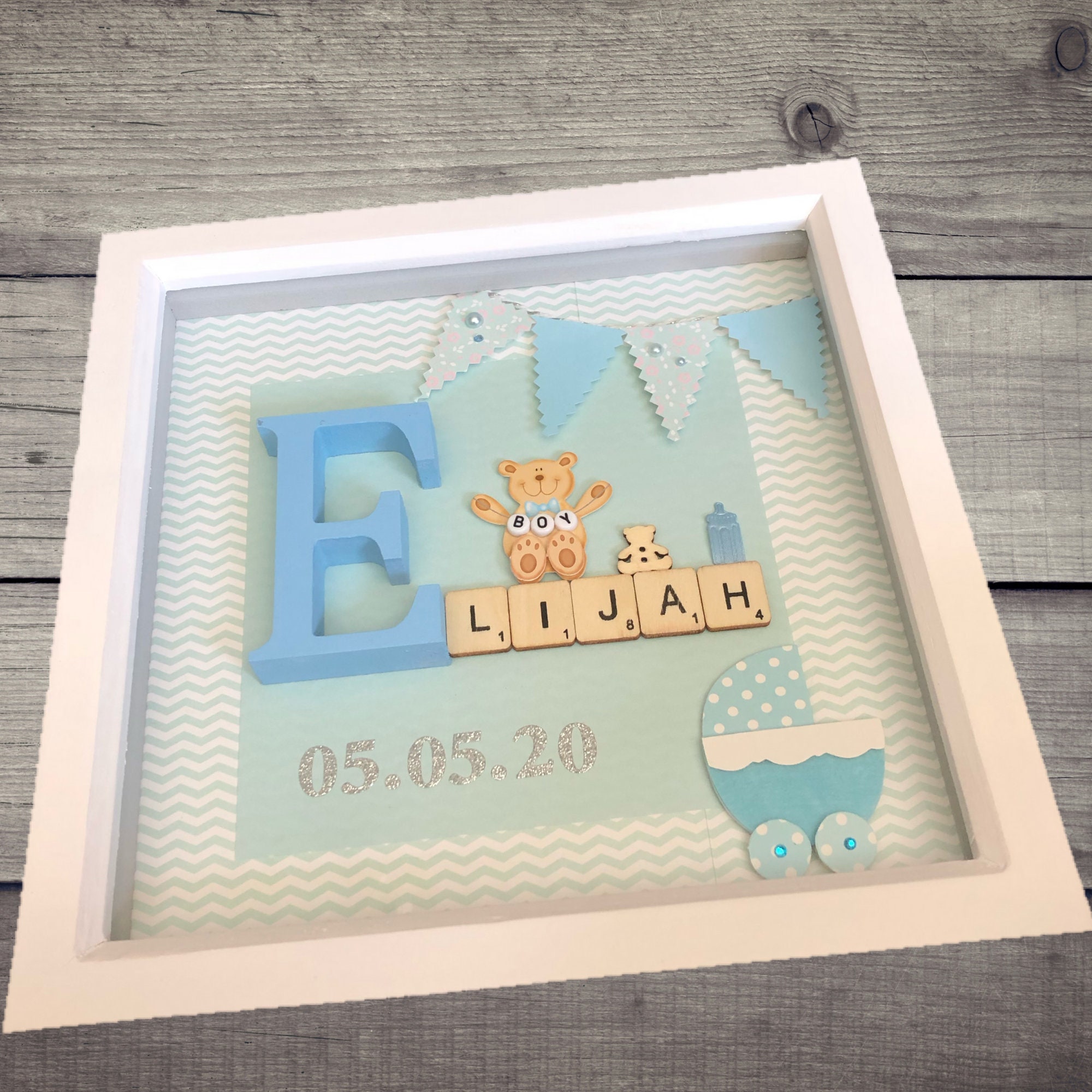 Personalised Baby Boy Box Frame New Baby Gift Baby Boy Etsy UK