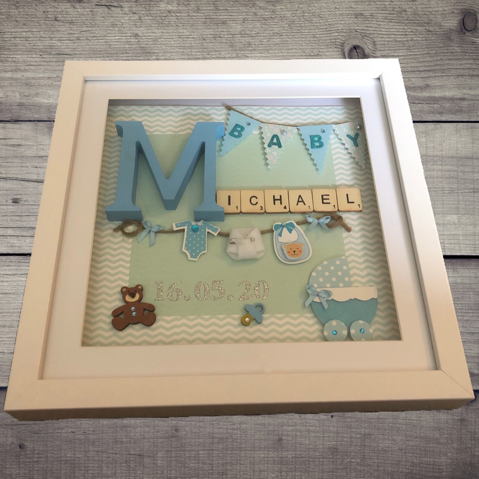 Personalised Baby Boy Box Frame New Baby Gift Baby Boy Etsy UK