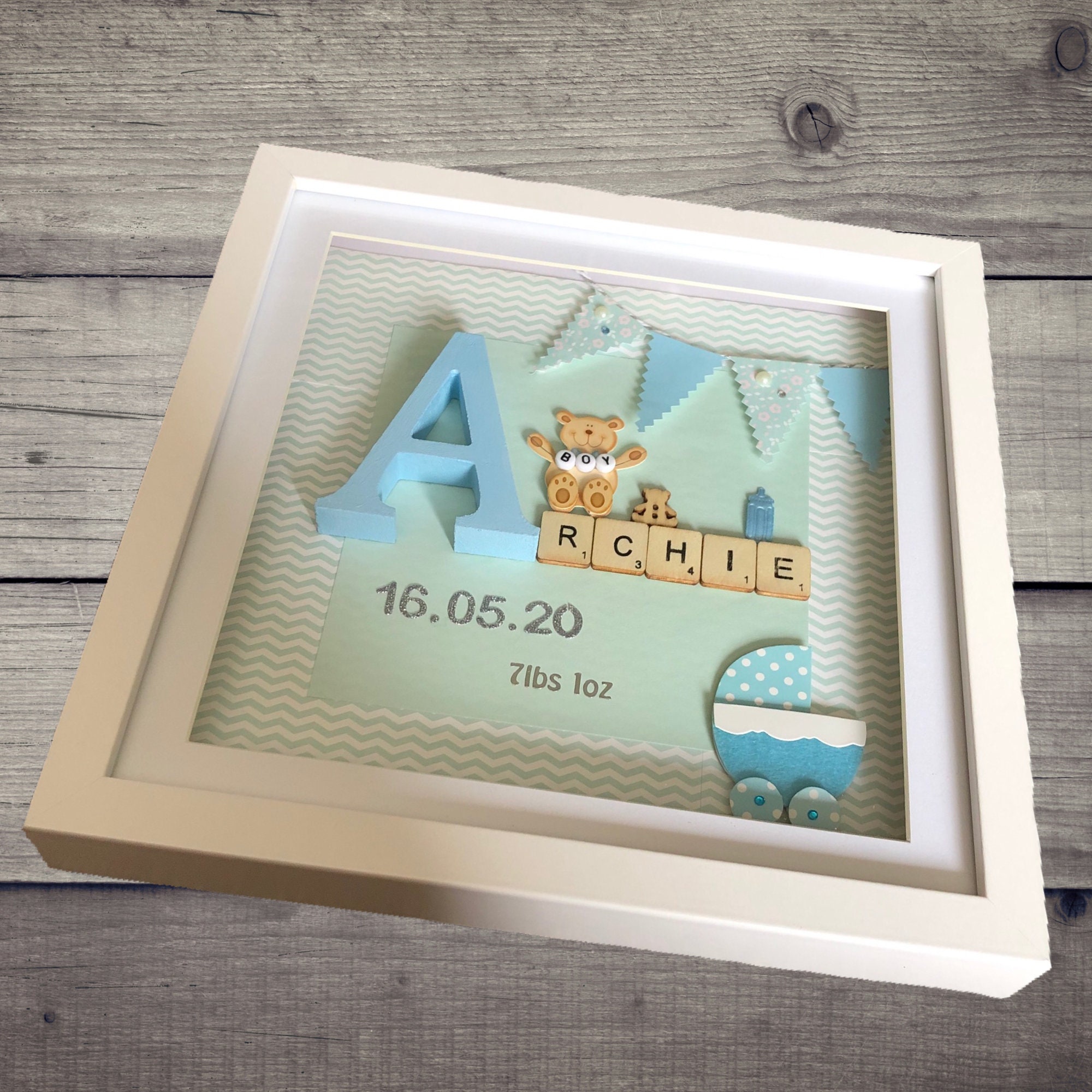 Personalised Baby Boy Box Frame New Baby Gift Baby Boy Etsy UK