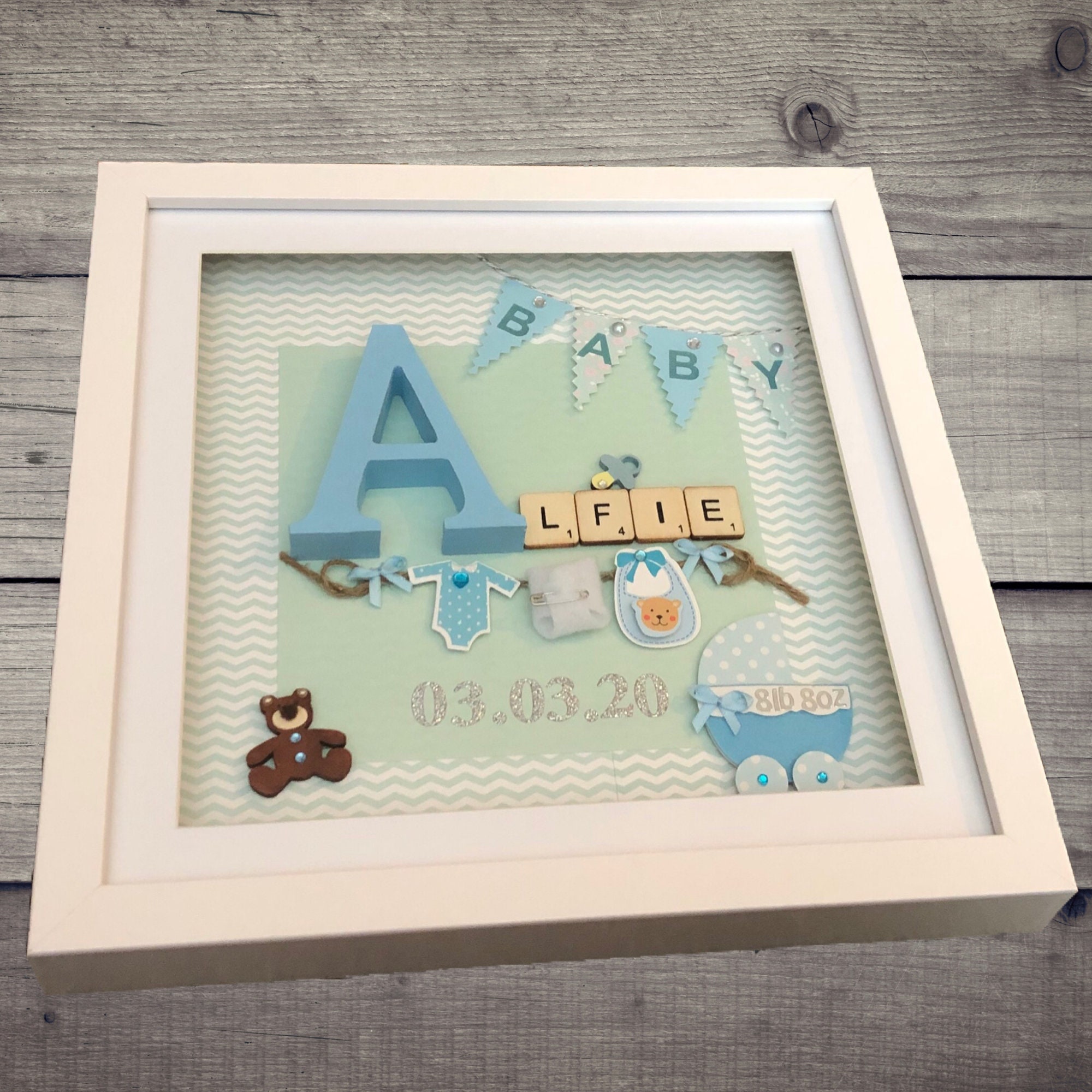 Personalised Baby Boy Box Frame New Baby Gift Baby Boy Etsy UK