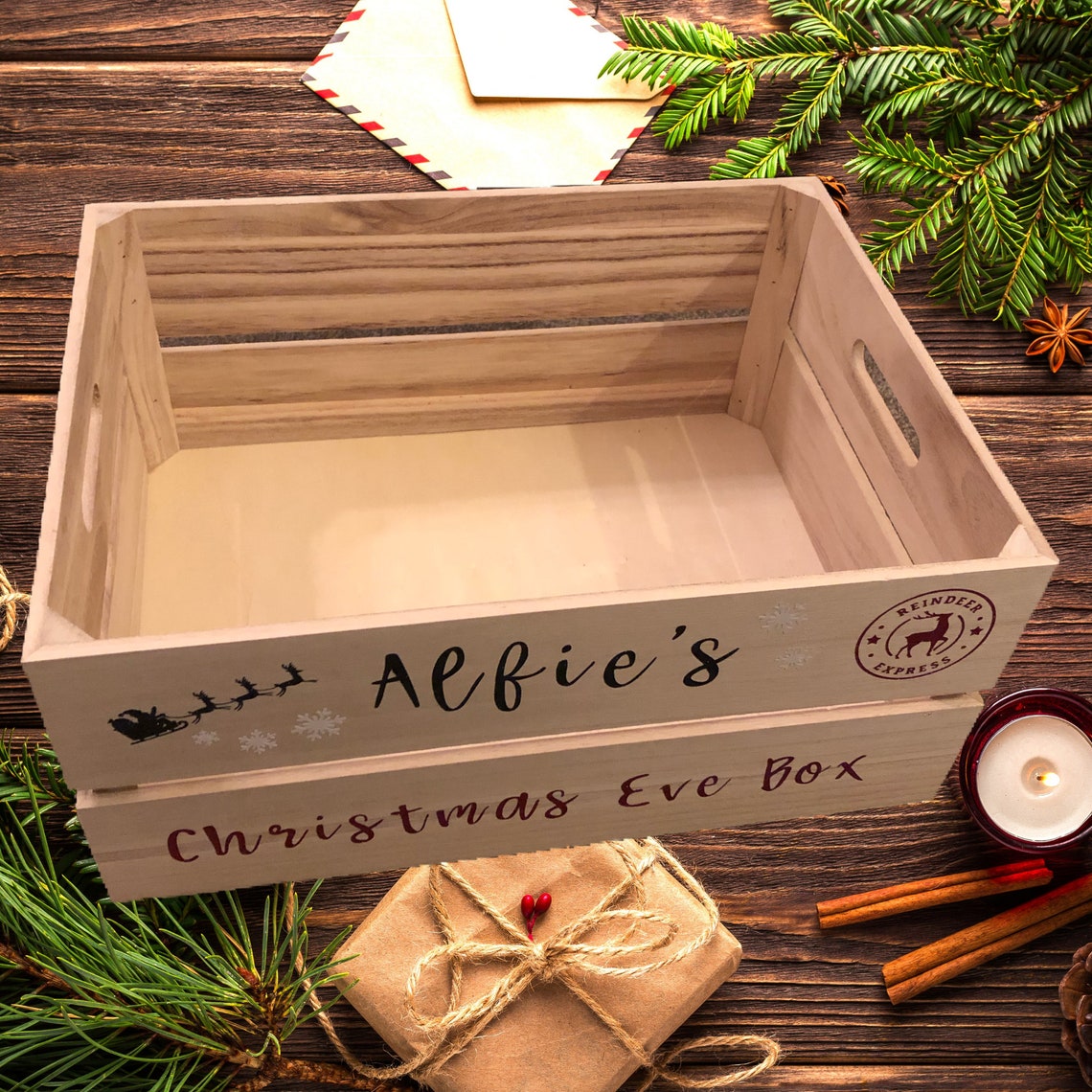 Personalised Wooden Christmas Eve Crate Christmas Eve Box Etsy
