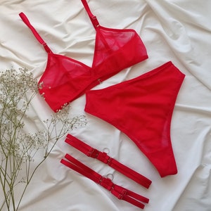 Red mesh see thru underwear, spicy lingerie, see through bras, transparent lingerie, hot lingerie, lingerie see through.