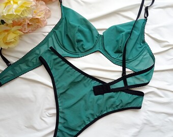 Sheer Lingerie Set, Open Underwear, Seductive Plus Size Gift Wife