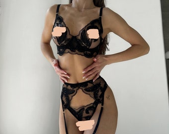 Lingerie sets classy, Sexy sheer lingerie, Bra and panty set, Naughty lingerie, Boudoir lingerie, Transparent lingerie, Sheer panties