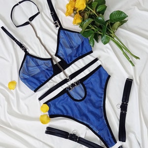 Sultry Sheer Bra Set with Mesh Panties - Transparent Lingerie and Sexy See-Through Underwear