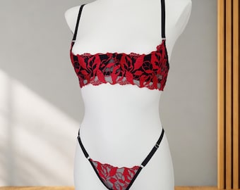 Open Cup Shelf Bra Set, Quarter Support Lingerie, Plus Size Intimates