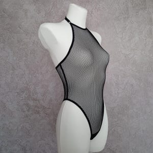 Black mesh transparent bodysuit, see through babydoll, see through bodysuit, transparent lingerie, plus size lingerie harness