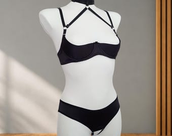 Plus size see through open cupless shelf bra, extreme nude crotchless panty lingerie