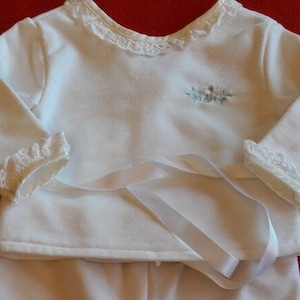 Blouse and pants set with feet, top and pants, baptism outfit, Jacadi Paris, 6 month old baby, vintage 80s.