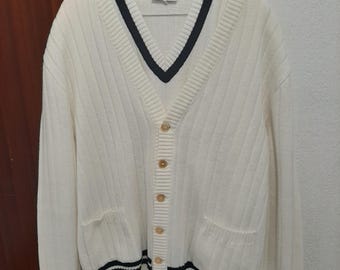 Sleeveless sweater and cardigan set from the French brand LACOSTE, vintage from the 70s.