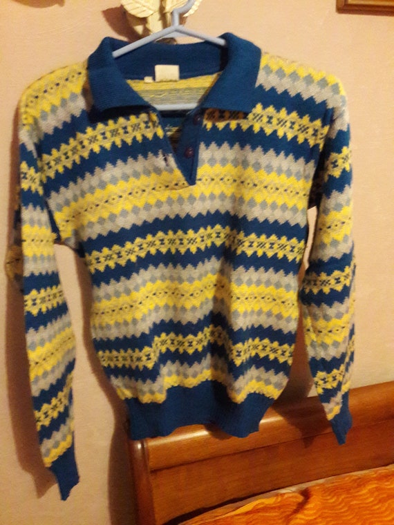Women's Jacquard Knit Sweater Jacquard Knit Polo Neck - Etsy