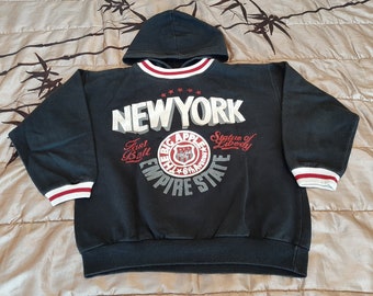 Sweatshirt enfant, sweat à capuche, sweat NEW YORK The Big Apple, sweat noir, 10 ans, vintage, années 90.