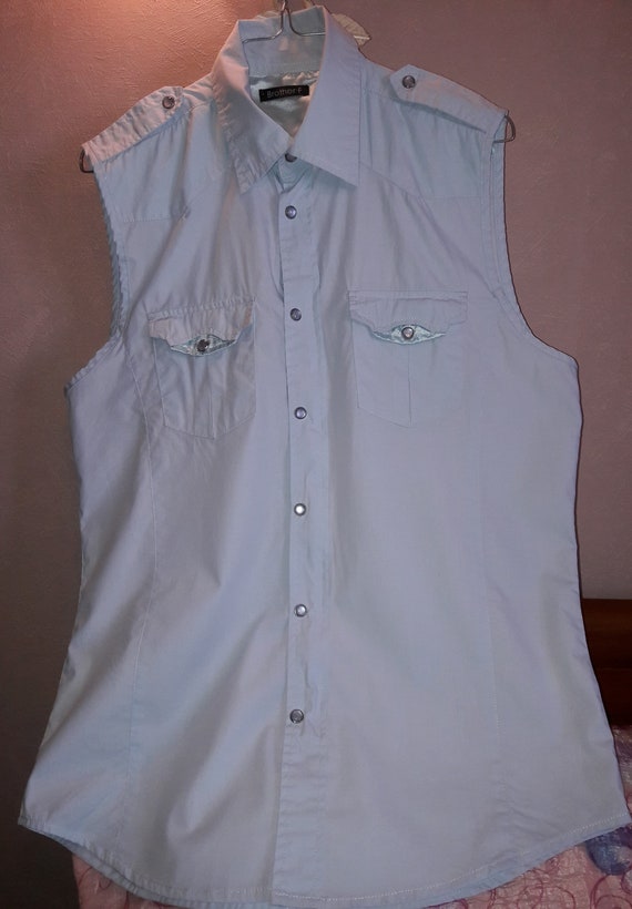 Sleeveless shirt, denim shirt, denim shirt, light… - image 7