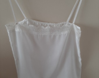 Canotta, top lingerie, top con spalline, bustier bianco, top con spalline, fondo in raso, vintage anni '90.