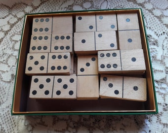 Jeu de dominos en bois, jeu en bois, jouet en bois, vintage des années 70.