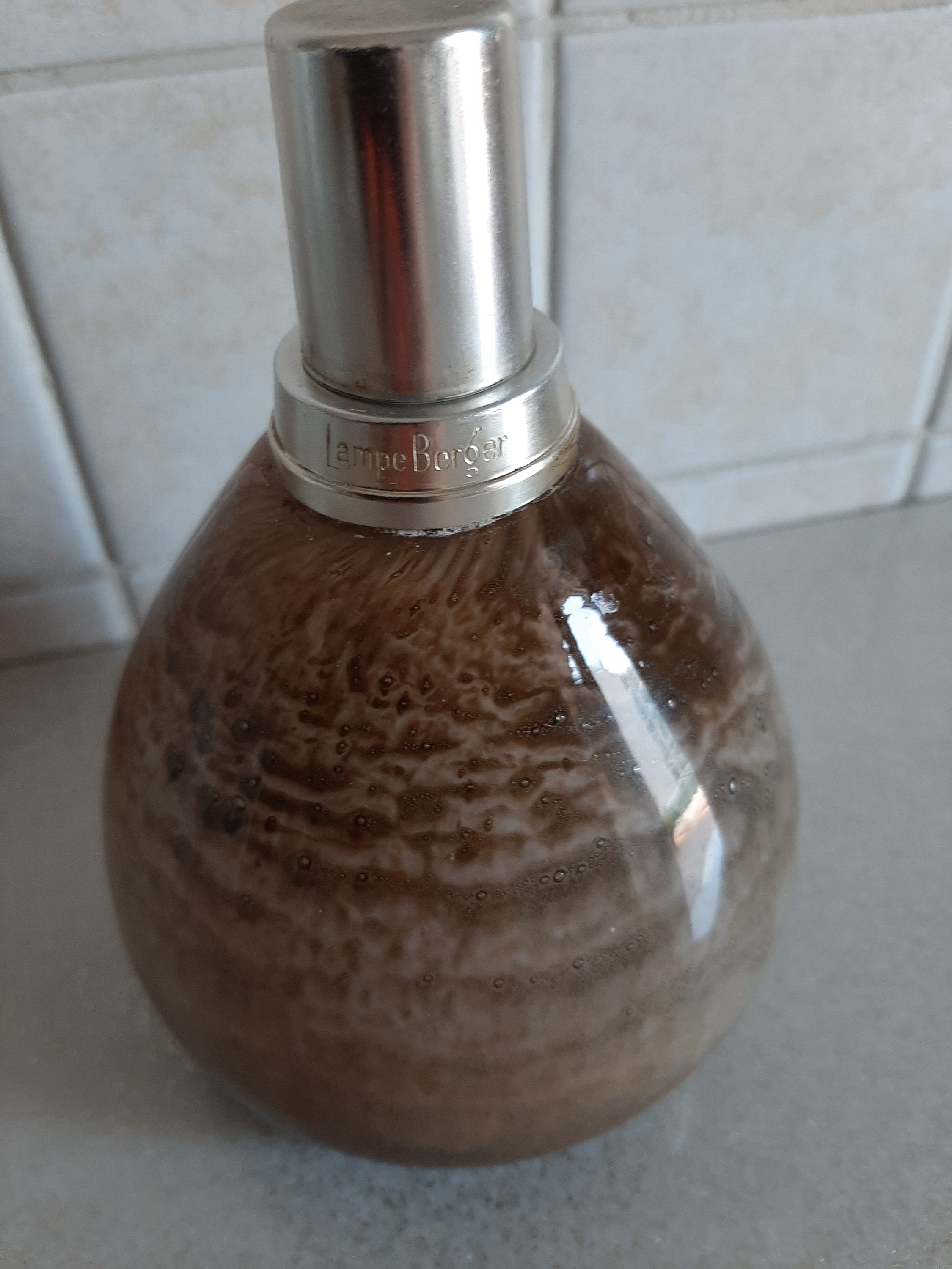 Lampe Berger En Pâte De Verre – Rose/gris – Complète – Vintage Déco Intérieur