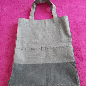 Shopping bag, shoulder bag, fabric bag, Chevignon bag, luxury boutique tote, vintage French.