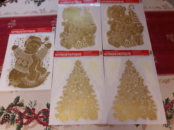 Stickers Fenêtre Sapin Noël Doré - Autocollants Électrostatiques Réutilisables Pour Vitres | Décoration Intérieure Facile