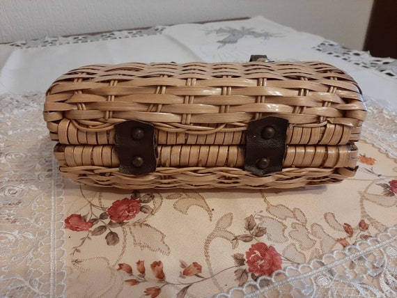 Wicker handbag, vintage woven wicker handbag, chi… - image 5