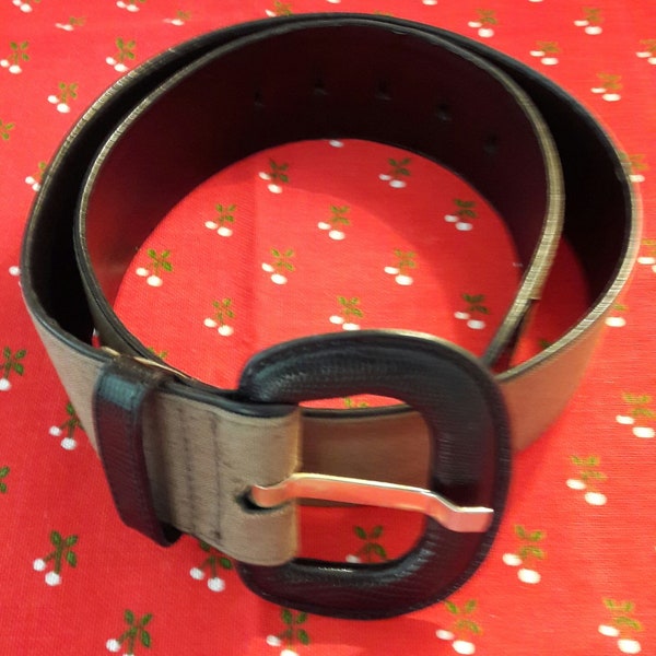 Ceinture Escada, ceinture en cuir, ceinture de femme en cuir et textile, made in Germany, vintage.