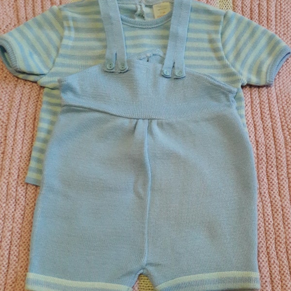 Salopette bébé, barboteuse bébé, ensemble bébé short/top, bébé 12 mois, Absorba, vintage français des années 80.