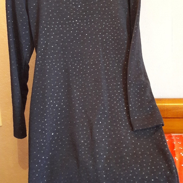 Robe courte noire, robe en stretch, robe fourreau, robe à paillettes, robe de soirée, robe moulante, taille 36, vintage années 90.