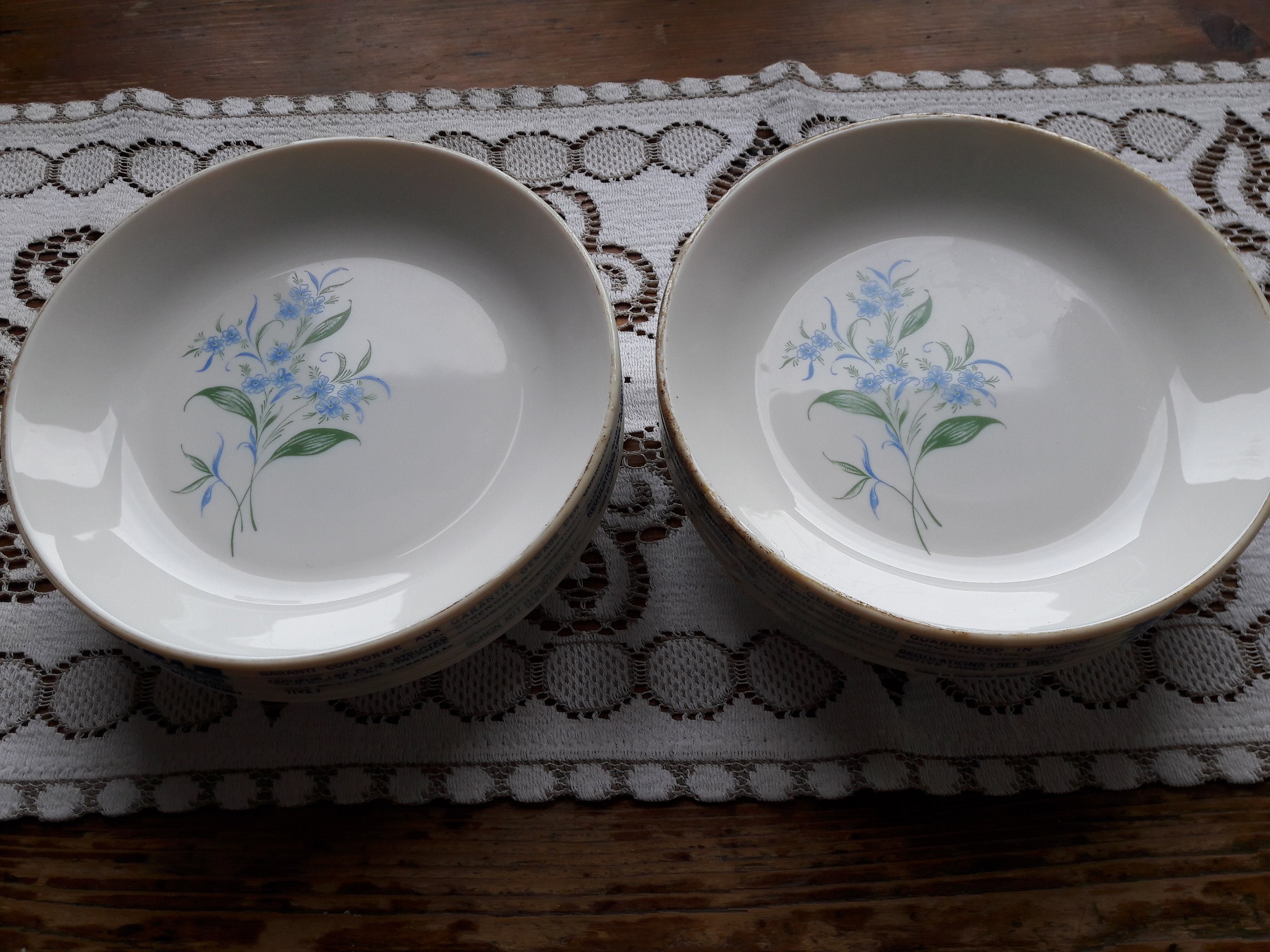 Lot 12 Assiettes Creuses, à Soupe, Potage, Sovirel France, Pyrex, Arcopal, Fleurs Bleues, Vintage De