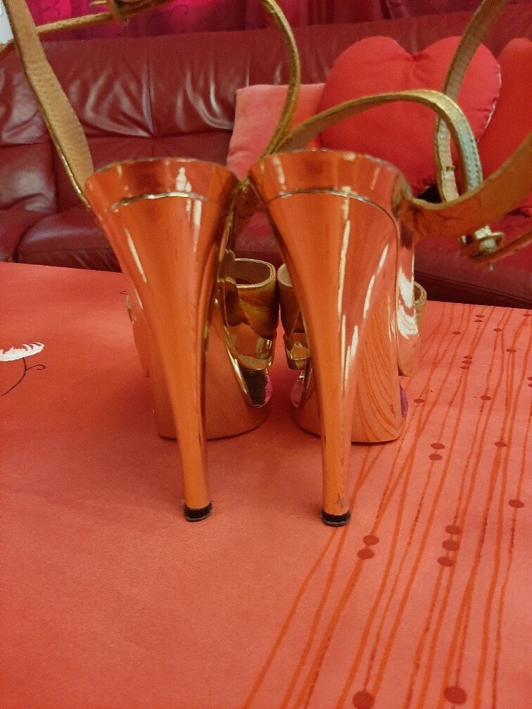 Orange stripper deals heels