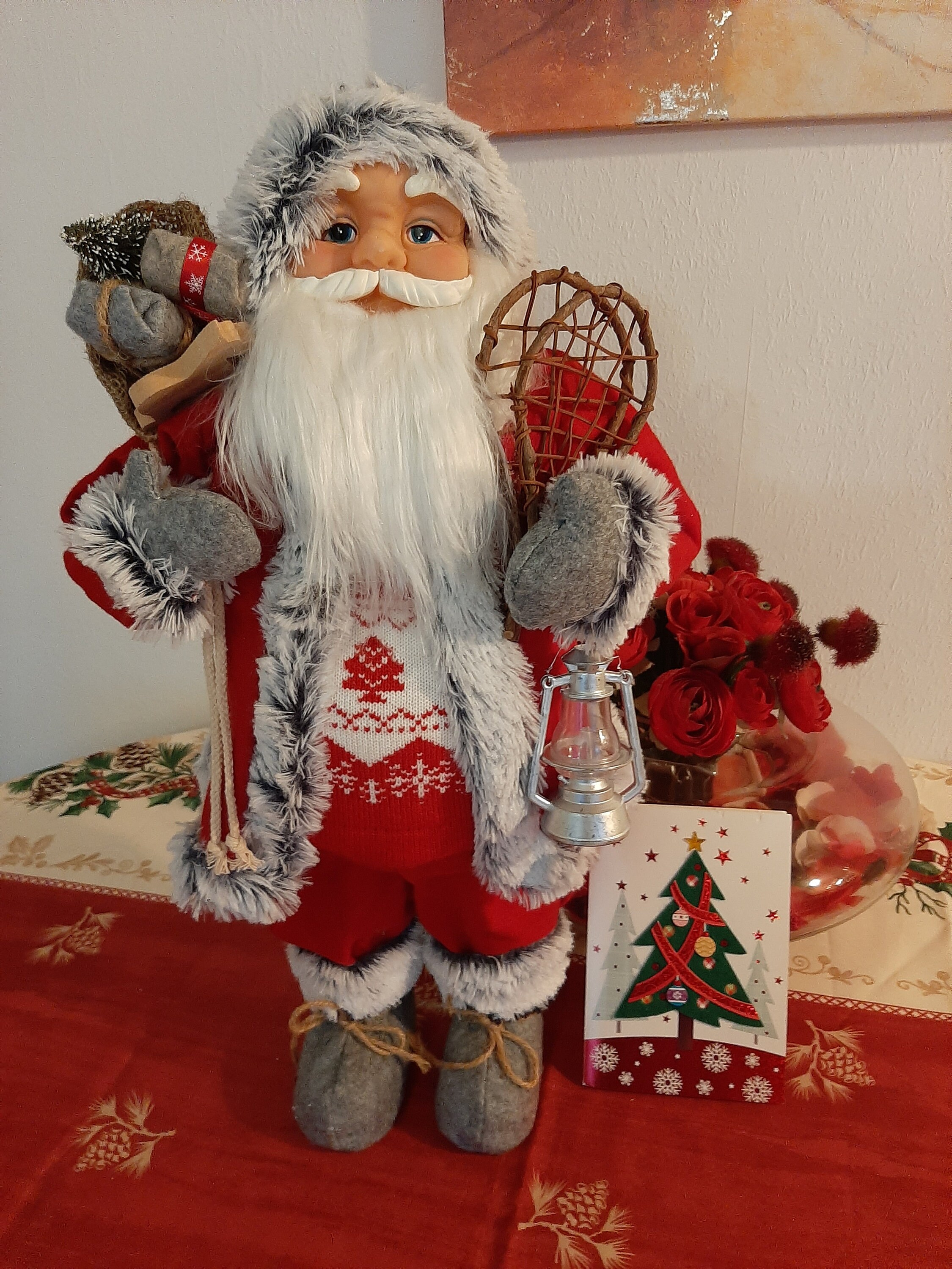 Maxi Père Noël Vintage, Santa Claus Debout Décoration de Noël.