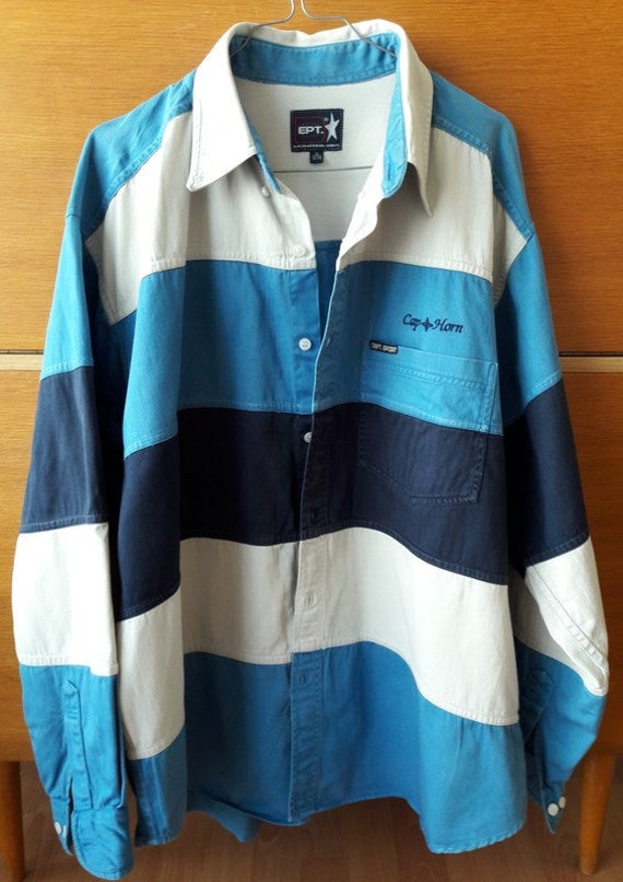 Men's Striped Denim Shirt Blue Striped Men's Shirt - Etsy