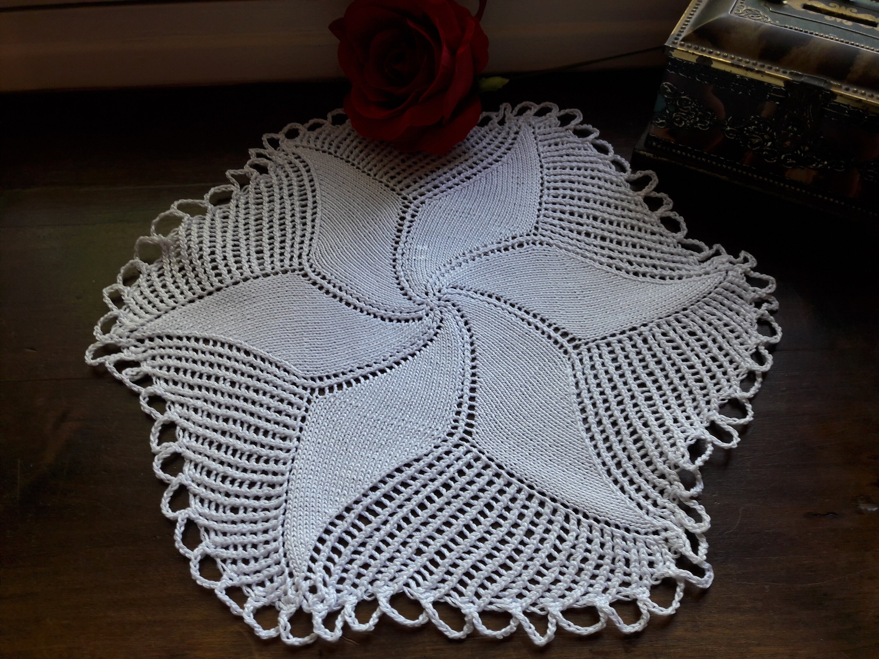 Napperon Rond, en Dentelle Crocheté, Coton Blanc, Vintage Français,
