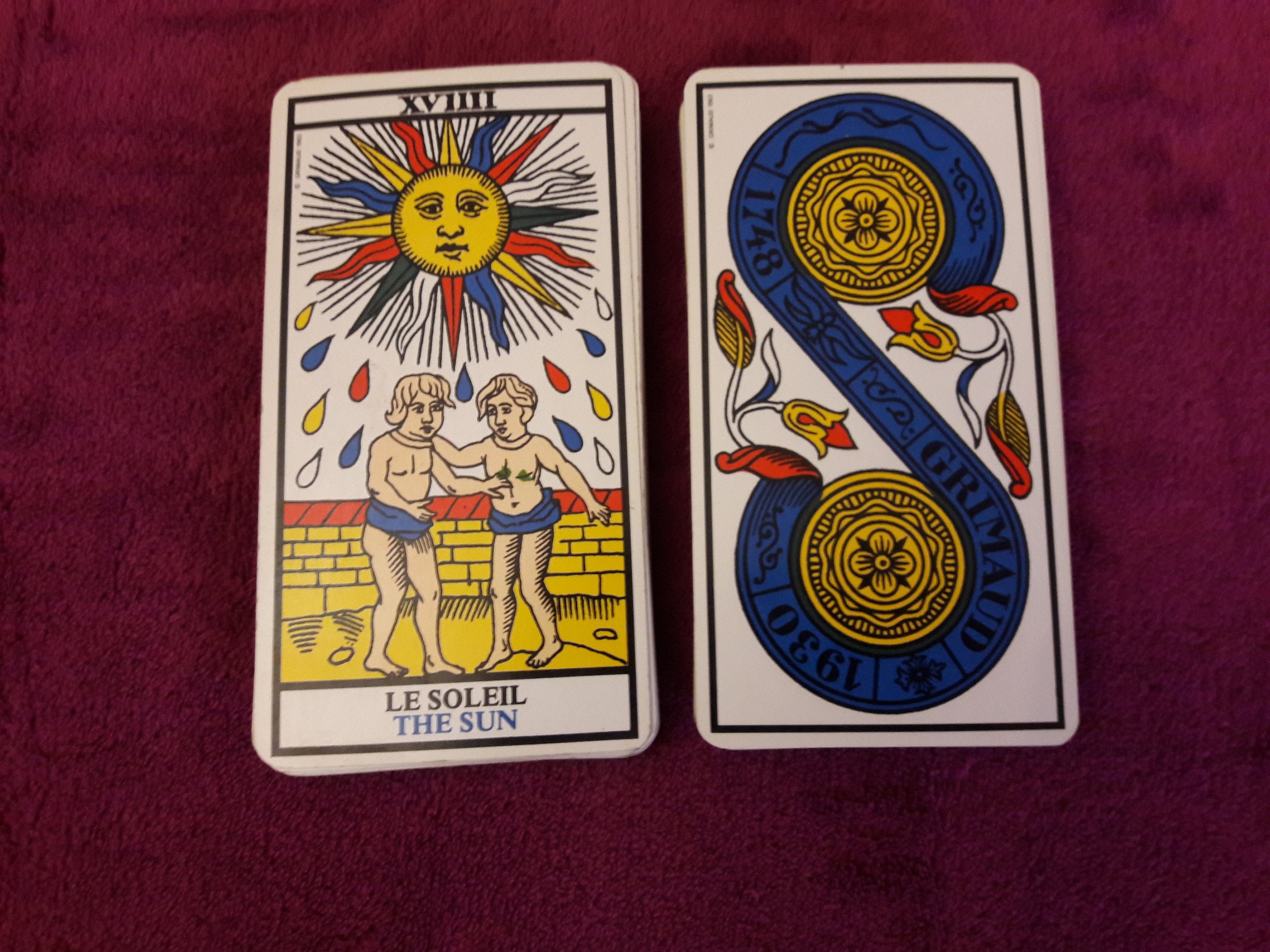 Ancien Jeu de Tarot Marseille, Grimaud 1963, 78 Cartes, Cartomancie, Taromancie, Divinatoire.