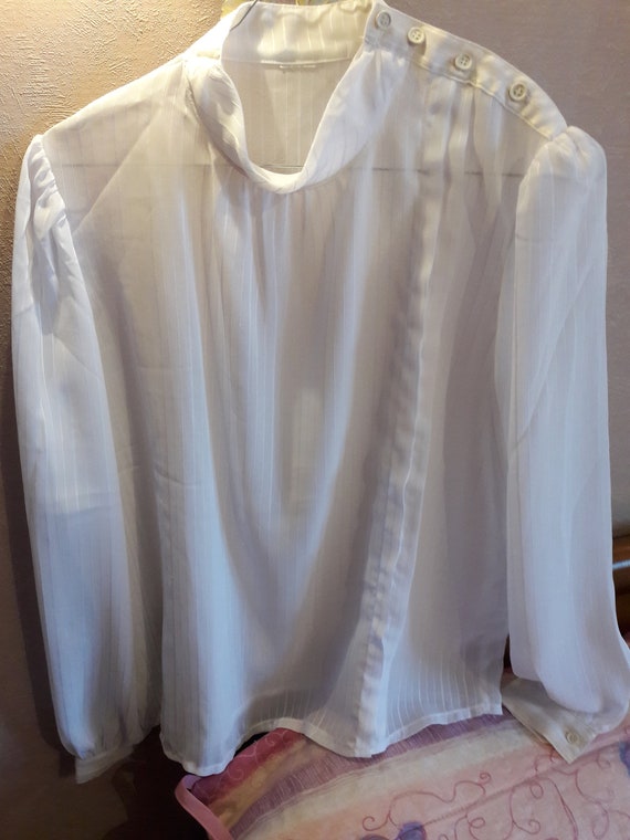 Transparent white blouse, white voile blouse, chic