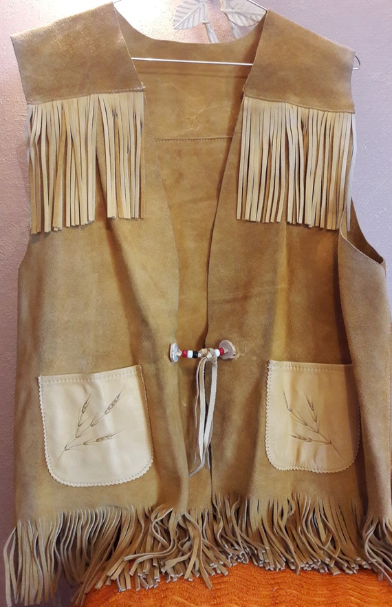 Suede vest with fringes, leather sleeveless jacket