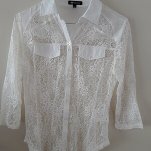 Biała koronkowa bluzka, damska koronkowa bluzka, rozmiar S, vintage.