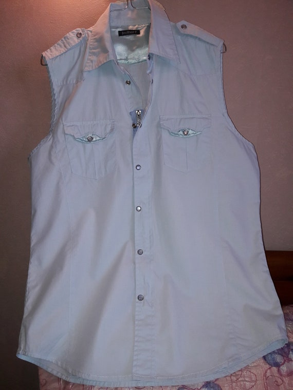 Sleeveless shirt, denim shirt, denim shirt, light… - image 1