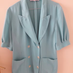 Women&#39;s suit jacket, short-sleeved jacket, blouse jacket, light jacket, L&#39;Envol Paris, French vintage, size 38