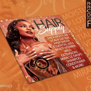 HAIR SUPPLY Template Flyer: Works for Canva. Works with Adobe Photoshop and Photopea. Internet and Media Flyer