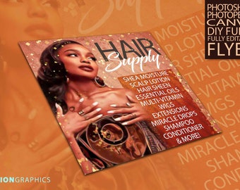 Hair Supply Flyer Template: DIY Media, Photoshop & Canva (PSD)