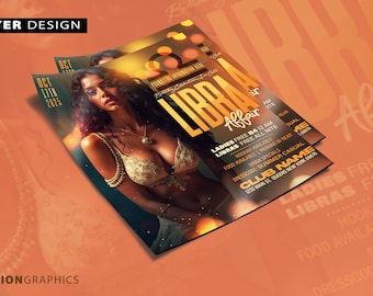 Libra Affair Party Flyer: DIY Flyer Template Photoshop | Photopea