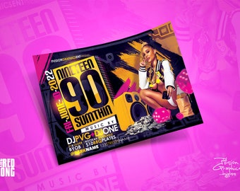 90s Party Flyer Template (HD Eflyer) Fully Editable PSD File