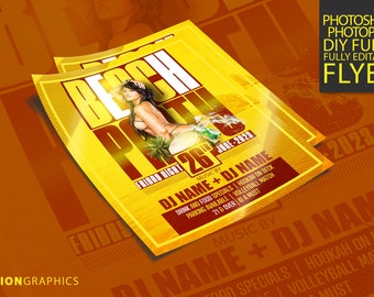 Beach Party Flyer Template: Photoshop & Photopea (PSD)