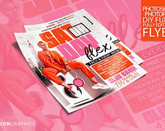 Saturday Party Flyer Template: Photoshop & Photopea (PSD)