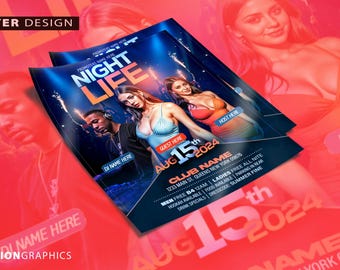 Night Life Party EFlyer Template: Photoshop and Photopea