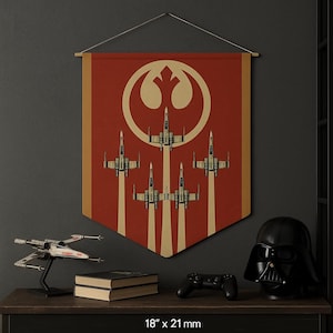 Pennant, Rebel X-Wing fighters, Star Wars Decor, Sci-Fi Gift, Rebel Alliance Flag, Banner, Space Wars Room Decor, Luke Skywalker