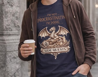 Side Quests Gamer T-Shirt: Dragon RPG, Funny DnD Tee