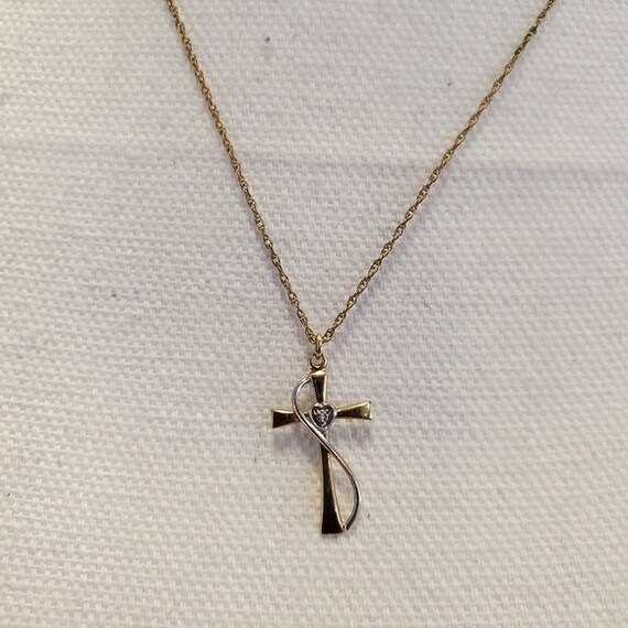 Cross Necklace Diamond Accent Dainty - Etsy