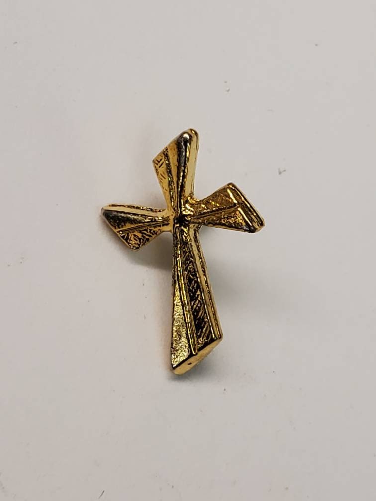 80's Dainty Gold Tone Cross Lapel Pin Small Cross | Etsy