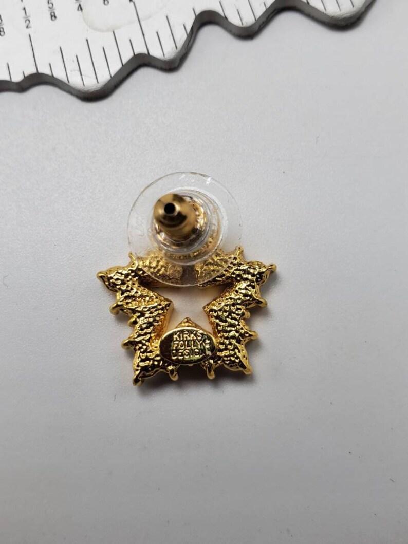 Vintage Estate New Designer Signed Kirks Folly Design Rhinestone Star Earrings Stud Post Statement Runway Fashion Jewelry Costume Jewelry