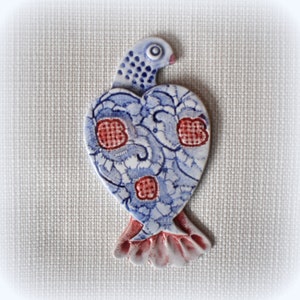 Heart Bird, Ceramic Bird, Wall Hanging Bird, Bird Figurine, Bird Relief, Valentine's Gift, Outdoor Decor, Pottery Bird